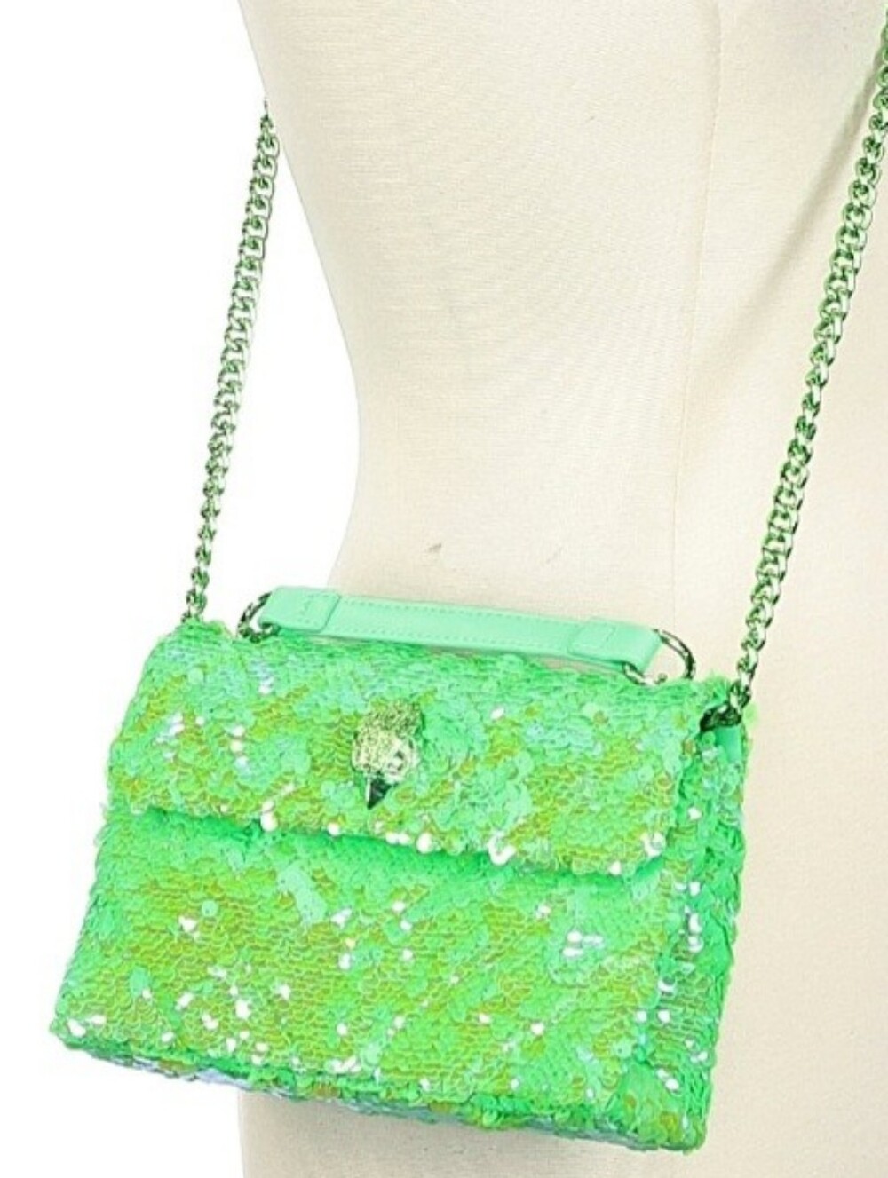 Kurt Geiger Neon Green Sequin Small/Medium Crossbody (NWOT)π - Picture 2 of 3
